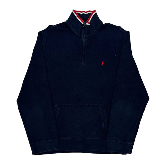 Polo By Ralph Lauren 1/4 Zip - Large Navy Cotton