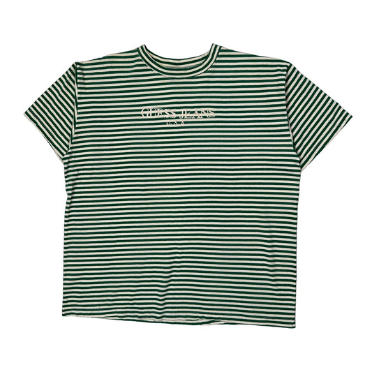 Guess Striped T-Shirt - XL Green Cotton
