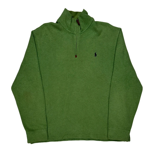 Polo By Ralph Lauren 1/4 Zip - Large Green Cotton