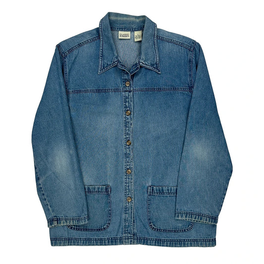 Vintage Classic Elements Denim Jacket - Large Blue Cotton