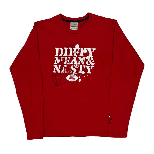 Football Nike Graphic Long Sleeve T-Shirt - Large Red Cotton