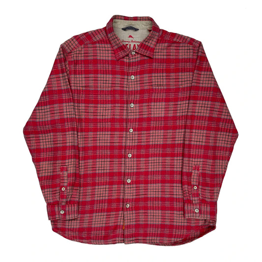 Tommy Bahama Checked Flannel Shirt - Large Red Cotton