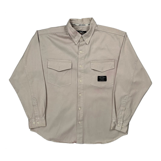 An American Legend Harley Davidson Graphic Shirt - XL Beige Cotton