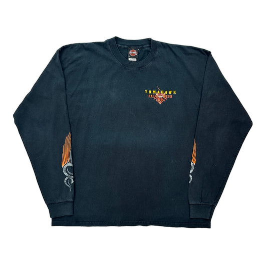 Tomahawk Fall Ride 2004 Harley Davidson Graphic Long Sleeve T-Shirt - 2XL Black Cotton