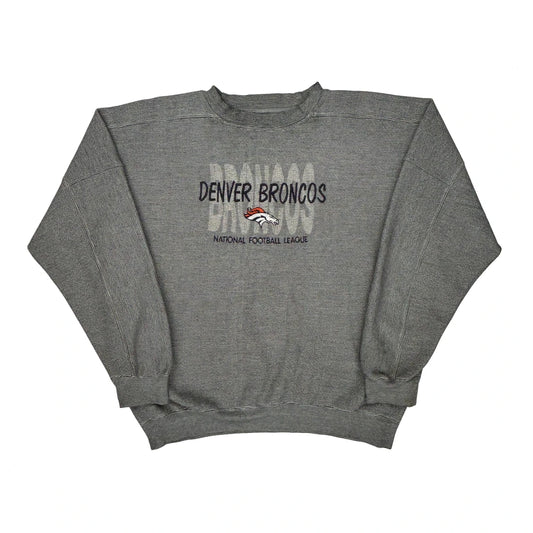 Denver Broncos Logo Athletics Football Sweatshirt - XL Grey Polyester Blend