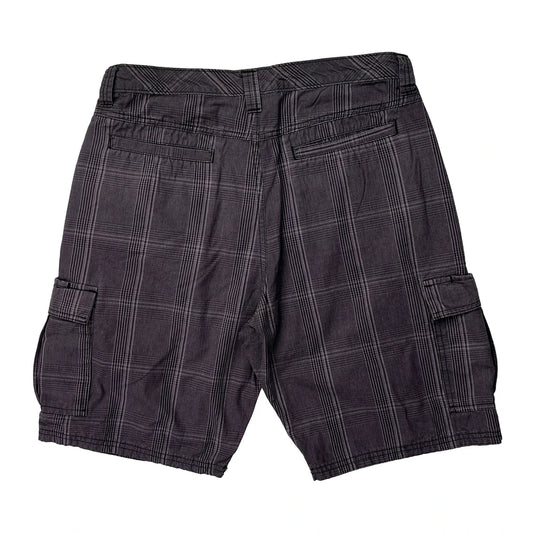 Wrangler Checked Cargo Shorts - 36W 10L Grey Cotton