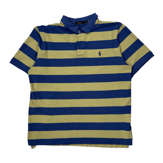 Polo By Ralph Lauren Striped Polo Shirt - Large Blue Cotton