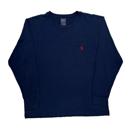 Vintage Polo By Ralph Lauren Long Sleeve T-Shirt - Large Navy Cotton
