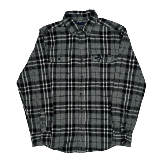 Wrangler Checked Flannel Shirt - Large Grey Cotton