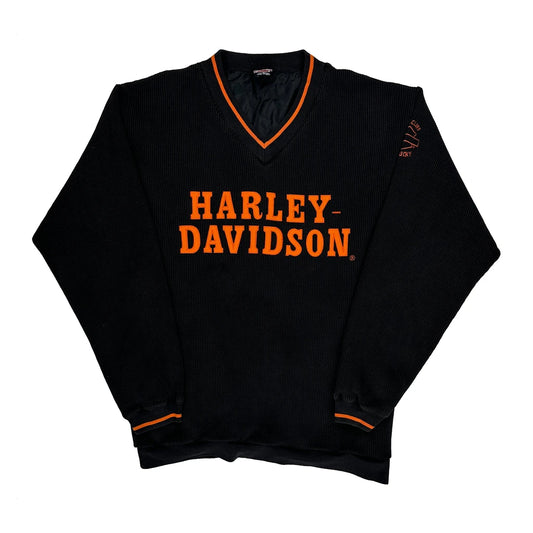 Motorcycle Harley Davidson Spellout Sweatshirt - Large Black Cotton Blend
