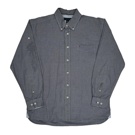 Tommy Hilfiger Checked Shirt - Large Grey Cotton