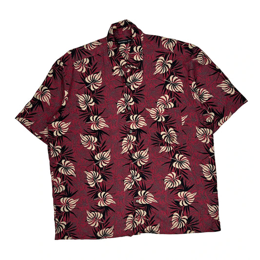 Natural Issue Floral Hawaiian Shirt - Large Red Viscose