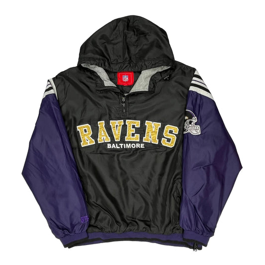 Vintage Baltimore Ravens Nfl Football Windbreaker - 2XL Black Polyester