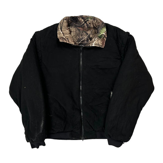 Vintage Unbranded Camo Jacket - Large Black Polyester