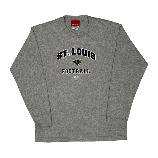 Vintage St. Louis Rams Reebok Nfl Long Sleeve T-Shirt - XL Grey Cotton