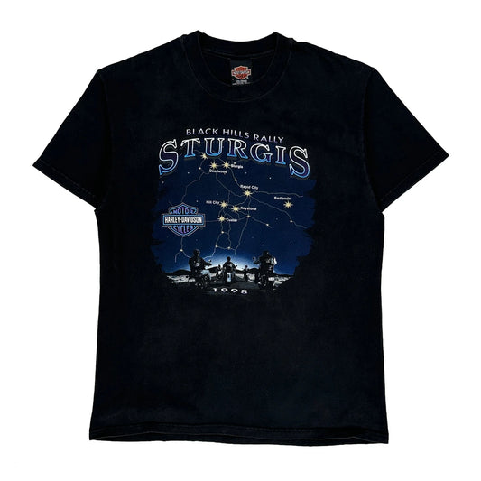 Black Hills Rally Harley Davidson Graphic T-Shirt - Large Black Cotton
