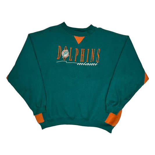 Miami Dolphins Logo Athletics Football Sweatshirt - XL Green Cotton Blend