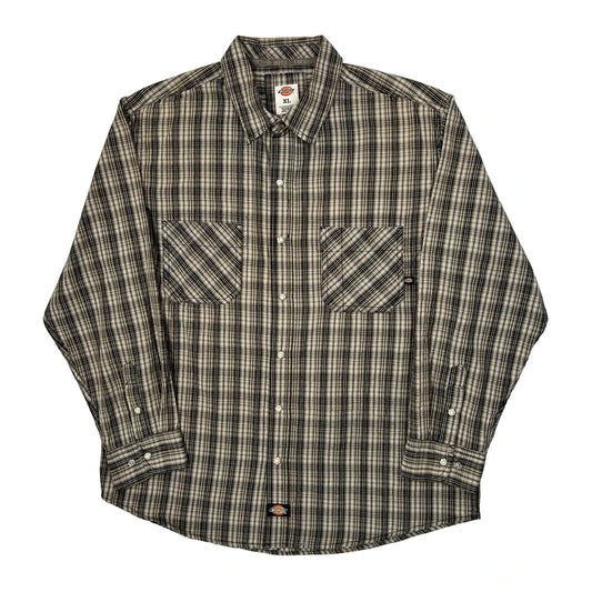 Dickies Checked Shirt - XL Grey Cotton Blend