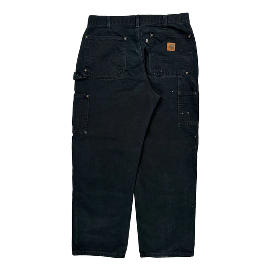 Vintage Carhartt B136 Blk Double Knee Carpenter Trousers - 32W 29L Black Cotton