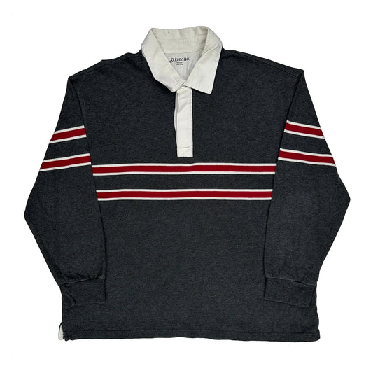 St. Johns Bay Striped Rugby Shirt - XL Grey Cotton