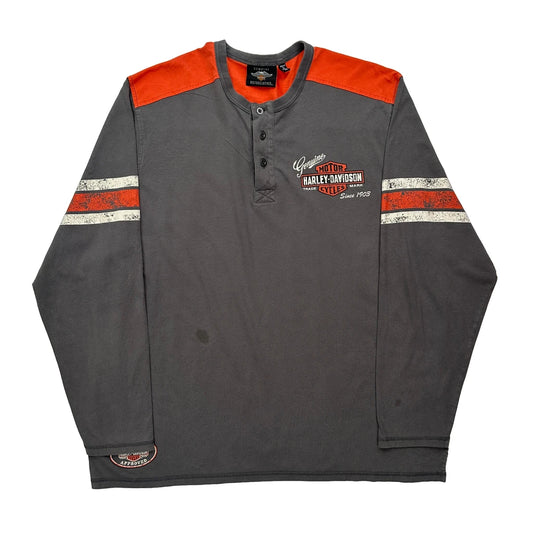 Motorcycles Harley Davidson Graphic Long Sleeve T-Shirt - 2XL Grey Cotton