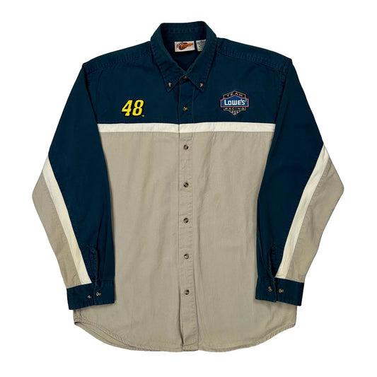 Vintage Team Lowe'S Racing Winners Circle Nascar Shirt - Large Beige Cotton