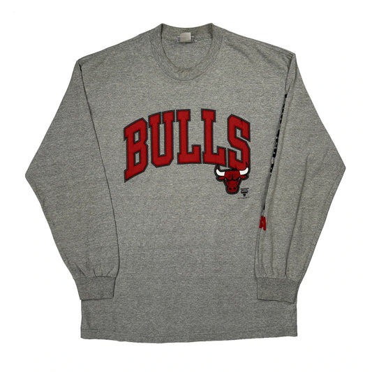 Chicago Bulls Nba Long Sleeve T-Shirt - Large Grey Cotton
