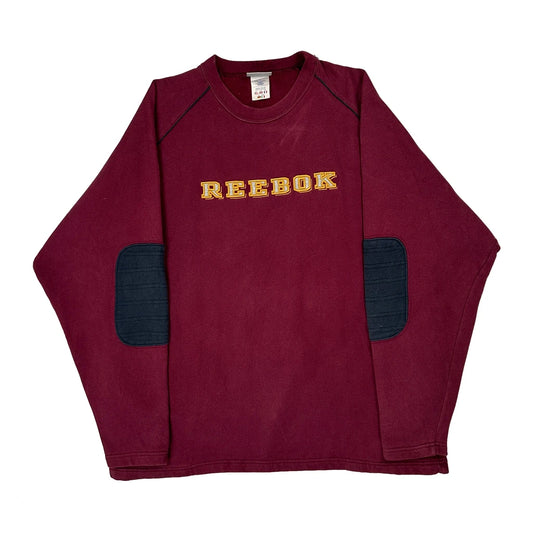 Vintage Reebok Spellout Sweatshirt - XL Burgundy Cotton