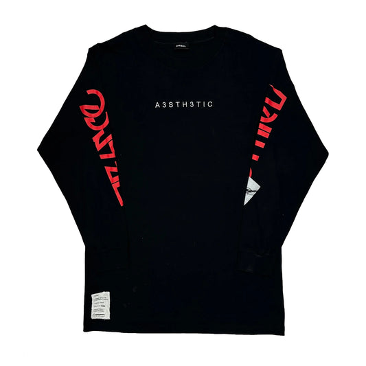 Vintage A3Sth3Tic Diesel Graphic Long Sleeve T-Shirt - Medium Black Cotton