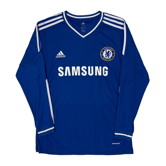 Vintage Chelsea Adidas 2013-14 Home Long Sleeve Football Shirt - Medium Blue Polyester