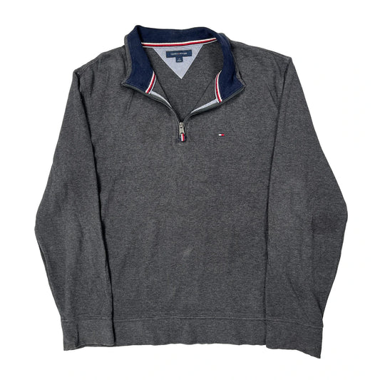 Tommy Hilfiger 1/4 Zip - Large Grey Cotton