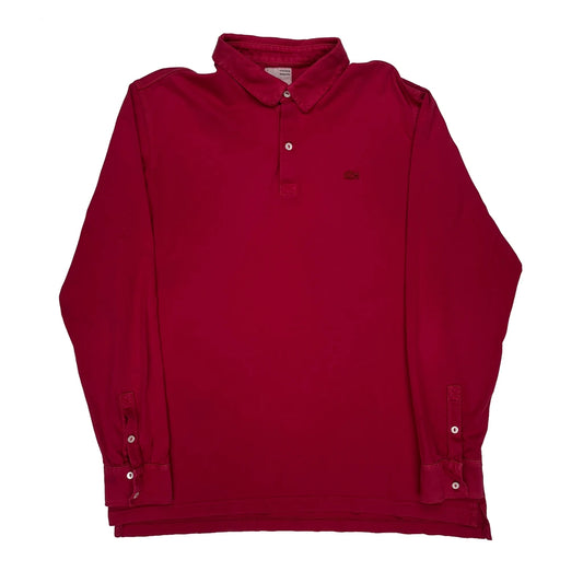 Vintage Washed Lacoste Polo Shirt - XL Red Cotton
