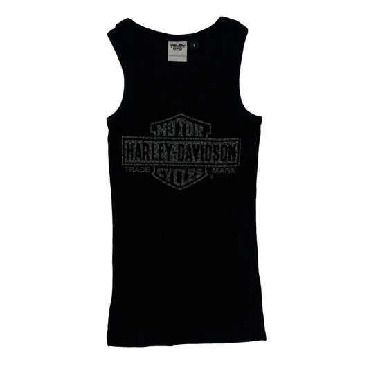Vintage Motorcycle Harley Davidson Graphic Vest - Small Black Cotton