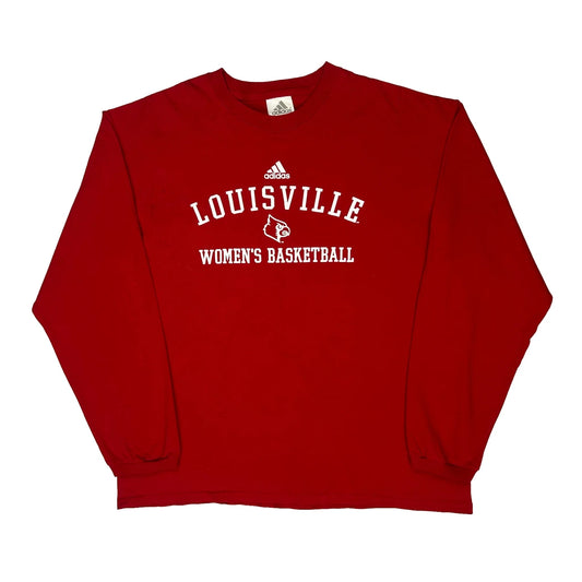Vintage Louisville Women'S Basketball Adidas College Long Sleeve T-Shirt - Large Red Cotton