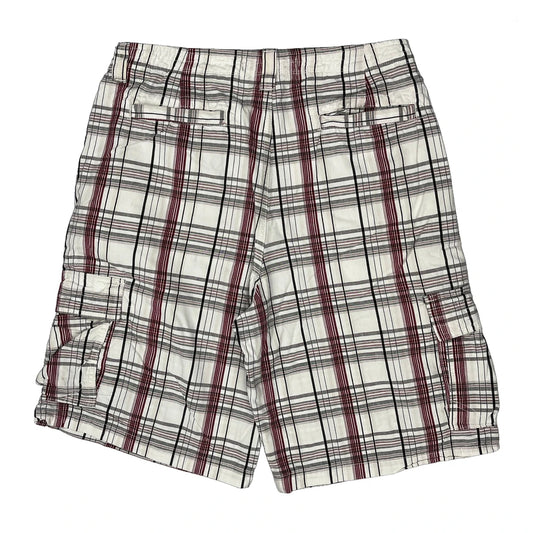 Wrangler Checked Cargo Shorts - 33W 10L White Cotton