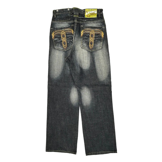 Akademiks Baggy Jeans - 31W 32L Dark Wash Denim