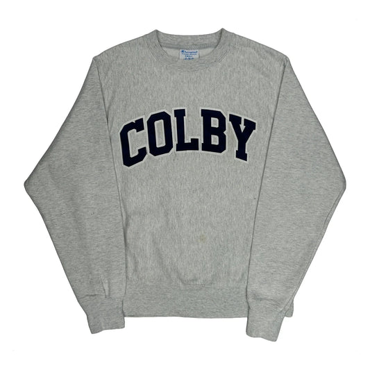 Reverse Weave Champion College Sweatshirt - Small Grey Cotton Blend