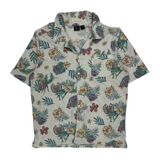 Jurasic World Floral Hawaiian Shirt - XL Cream Cotton