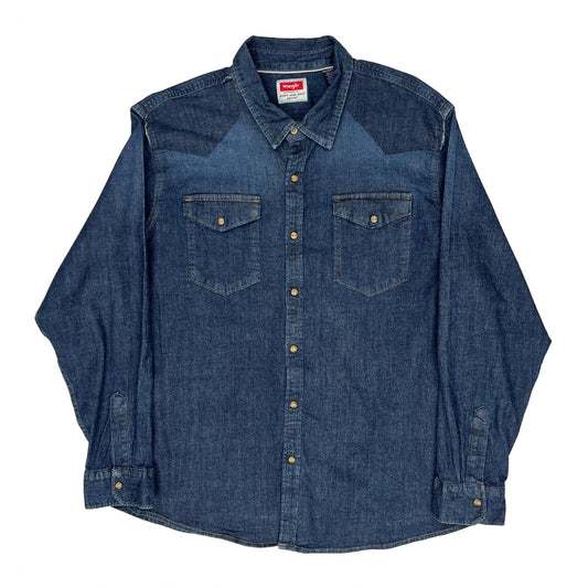 Wrangler Denim Shirt - 2XL Blue Denim