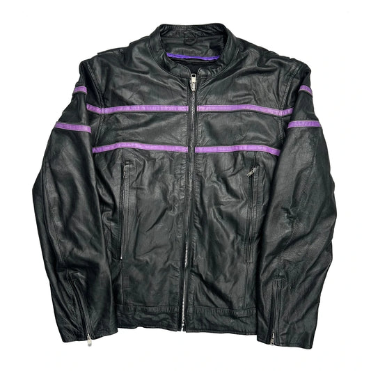Unik Motorcycle Leather Jacket - XL Black Leather