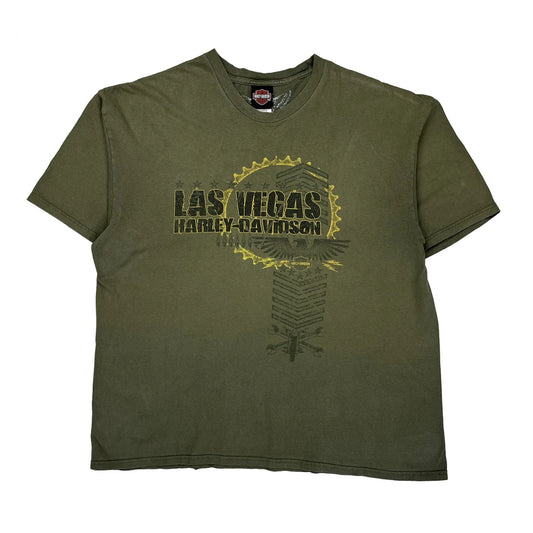 Las Vegas Harley Davidson Graphic T-Shirt - 2XL Green Cotton