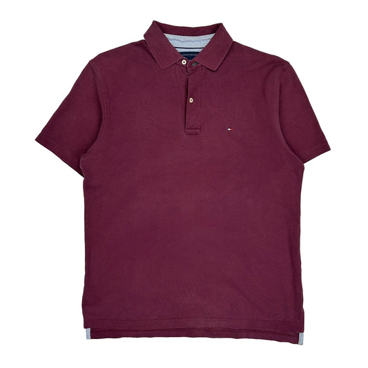 Tommy Hilfiger Polo Shirt - Medium Burgundy Cotton