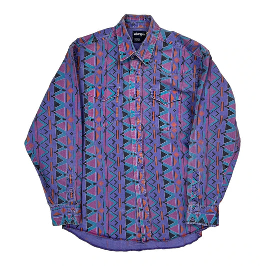 Wrangler Patterned Shirt - Large Purple Cotton