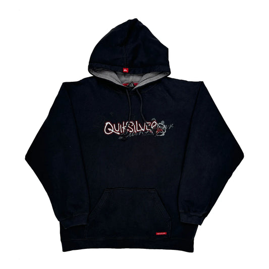 Quiksilver Spellout Hoodie - Large Black Cotton