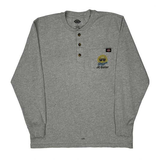 Vintage Dickies Long Sleeve T-Shirt - Large Grey Cotton Blend