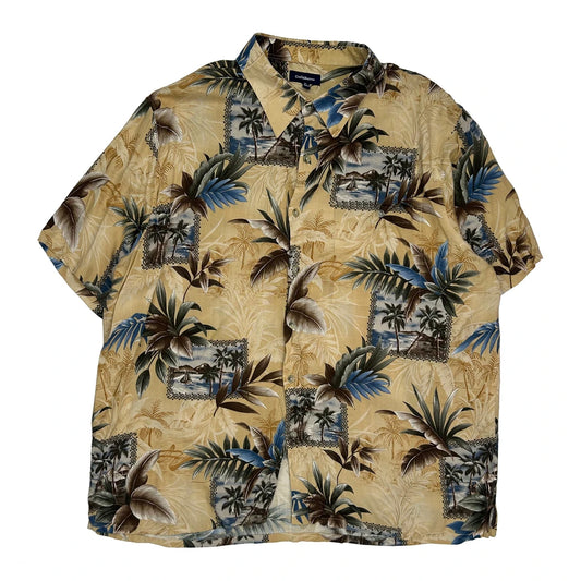 Croft & Barrow Floral Hawaiian Shirt - XL Beige Cotton