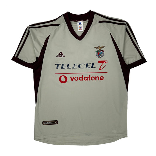Benfica Adidas 2001-02 Away Football Shirt - Large Beige Polyester