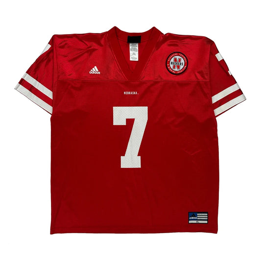 Vintage Nebraska Huskers Adidas Football Jersey - XL Red Nylon