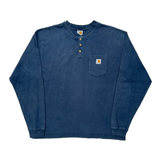 Carhartt Long Sleeve T-Shirt - 2XL Blue Cotton