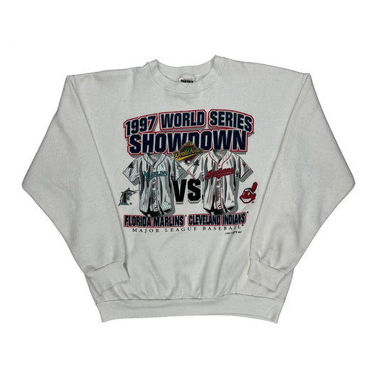 1997 World Series Showdown Tultex Graphic Sweatshirt - Large White Cotton Blend